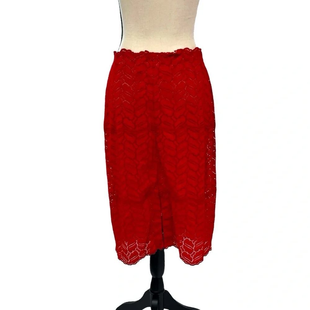 COSABELLA RED AND BEIGE LACE CUT OUT SKIRT